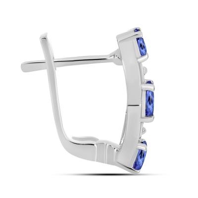 BUY NATURAL TANZANITE GEMSTONE EARRING IN 925 SILVER 